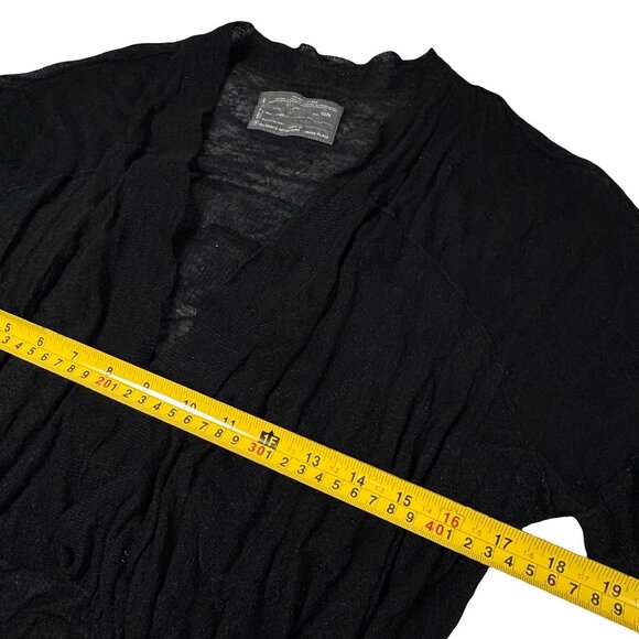All Saints Black Cardigan SZ M Crinkle Metallic Goth Contemporary Minimalist - Picture 8 of 14